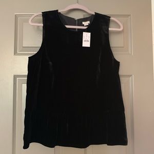 NWT J. Crew Black Velvet Peplum Tank